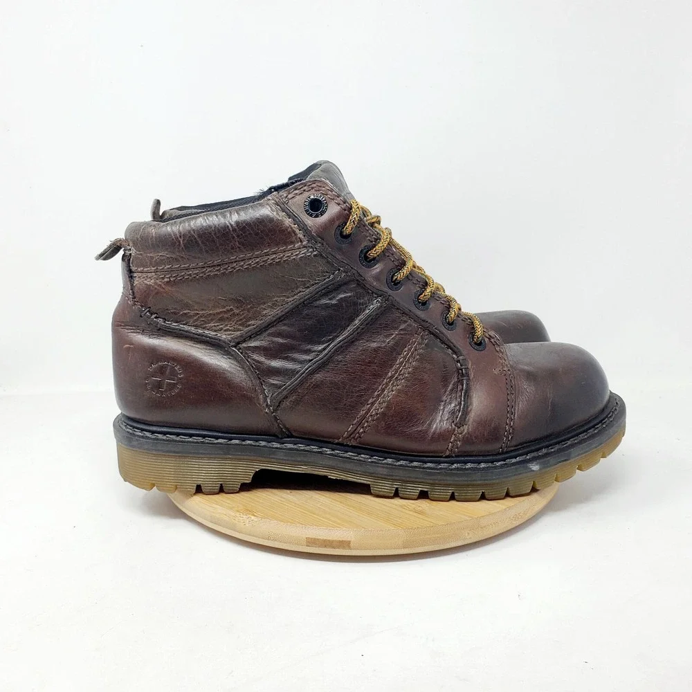 Dr Martens Boots Mens 10 Fynley Brown Lace Up Y2K Grunge Punk‎ Hiker Work Shoes